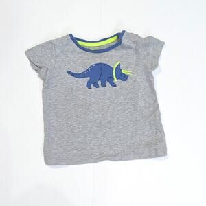 Baby Boden Shirt Boys Size 6-12m Gray Dinosaur Applique Short Sleeve